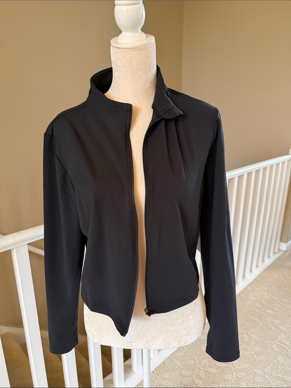 Black Women's Utility Zip Jacket - Minimalist Everyday Layer